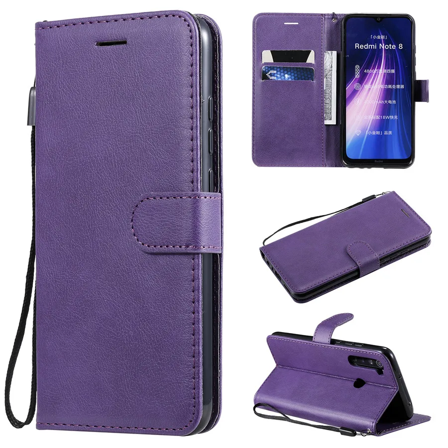 Чехол-книжка с бумажником для Xiaomi Redmi Note 8 7 6 5 Pro 5A 4X3 Redmi 8A 4A 5 Plus GO K20 Pro S2 Y2 Y1 Lite кожаный чехол для карт - Цвет: Purple