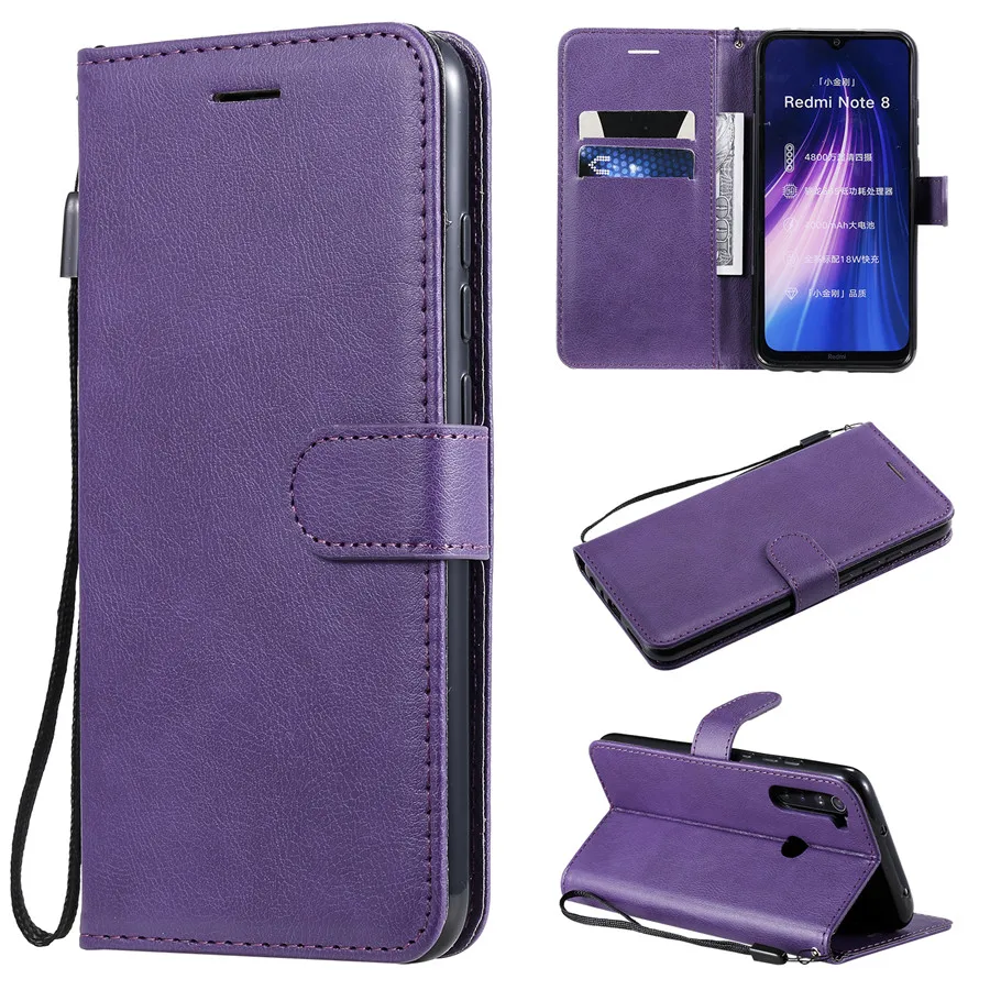 Purple Чехол-книжка с бумажником для Xiaomi Redmi Note 8 7 6 5 Pro 5A 4X3 Redmi 8A 4A 5 Plus GO K20 Pro S2 Y2 Y1 Lite кожаный чехол для карт - Цвет: Purple