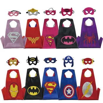 

Marvel DC Halloween Superhero Cartoon Costume Hero Game Costumes Cape With Masks For Kids Birthday Cosplay cloak Free Shipping