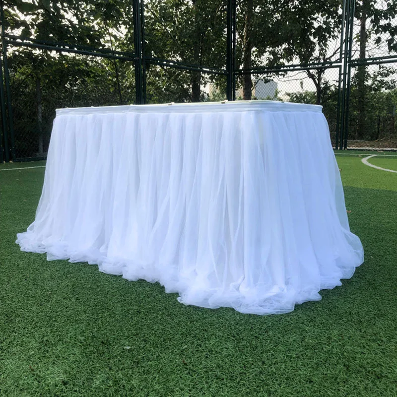  1m Colorful Tulle Tutu Table Skirt Tulle Tableware for Wedding Decoration Baby Shower Party Wedding