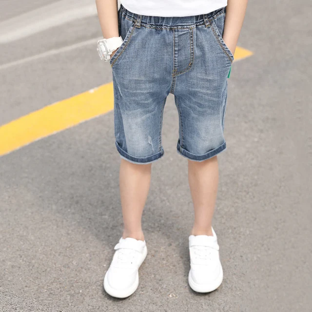 IENENS Summer Shorts Jeans Young Boys Cloose Shorts Children Denim Mid Pants Kids Baby Boy Stretch Knee Length Short Trousers 2