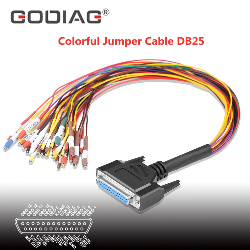 Разноцветный свитер кабель DB25 для Godiag GT100 OBD II разъем блока управления |