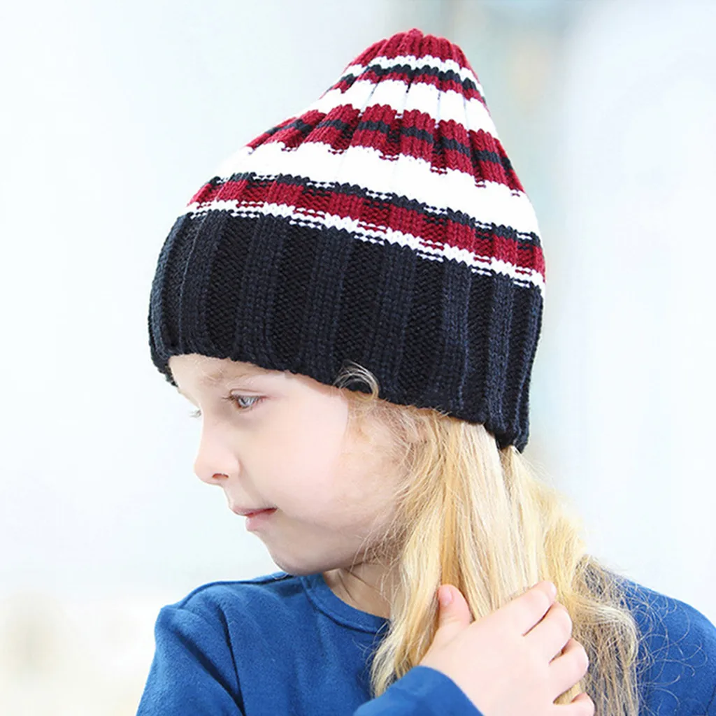 Winter Warm Hat Christmas Hat Children Unisex Keep Warm Winter Casual Knitted Hat Hemming Hat Ski Hat W1121