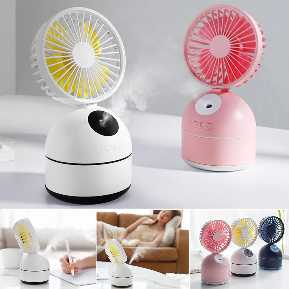 

200ml Ultrasonic Air Humidifier Portable Water Spray Mist Fan USB Rechargeable Car Essential Oil Diffuser Desk Air Cooling Fan
