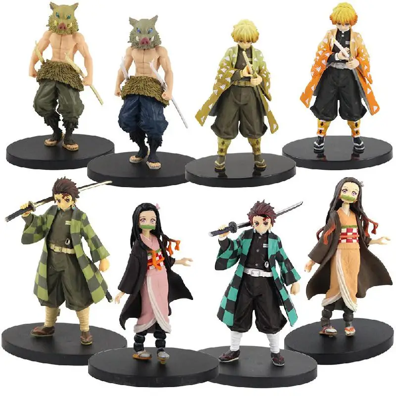 Devil's Blade Anime Figure Tanjirou Nezuko Zenitsu Inosuke Demon Slayer PVC Action Figure Collectible Model Toys Doll Decoration