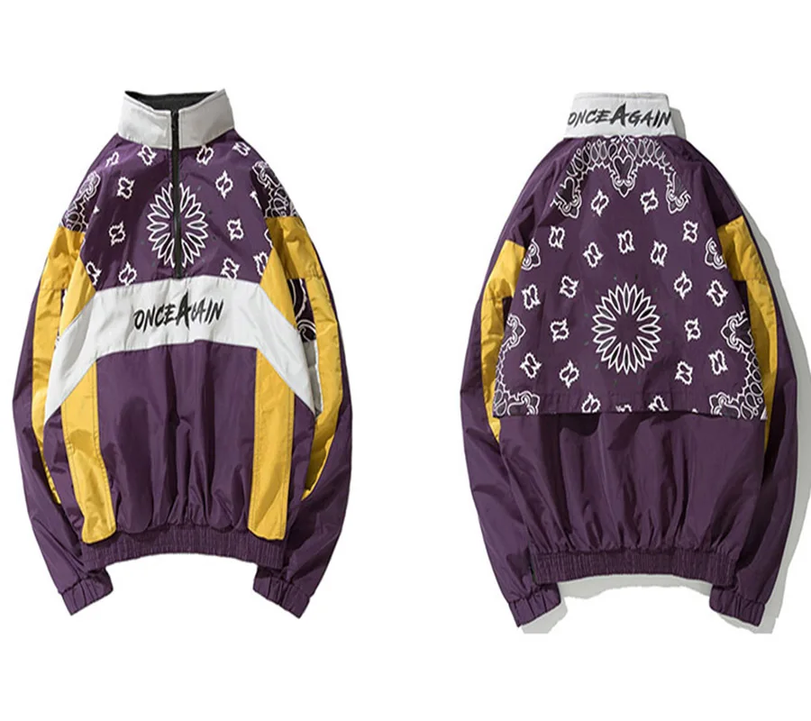 HTJ/Винтажные куртки-пуловеры в стиле Харадзюку с цветочным принтом в стиле хип-хоп; коллекция 2018 года; Осенняя ветровка на молнии в стиле
