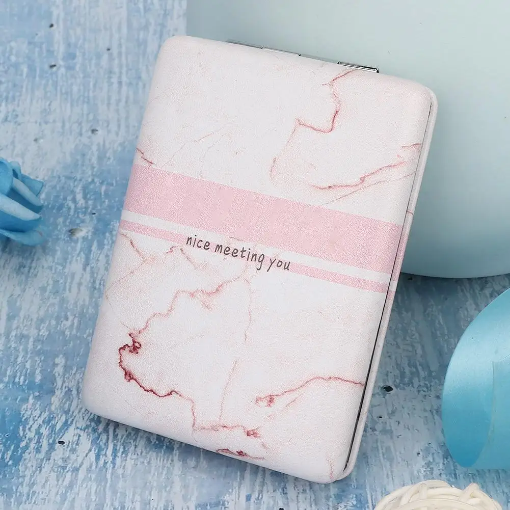 Marbling PU косметическое зеркало с кожаной отделкой портативный складной двухсторонний макияж зеркало для женщин Макияж зеркальные инструменты 4