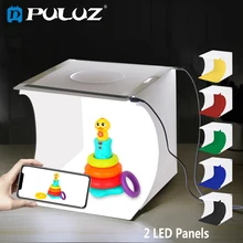 Puluz caixa de iluminação led 1100lm, mini estúdio fotográfico, caixa de iluminação para fotografias, kit caixa de iluminação para estúdio de tiro e barraca backdrops coloridos