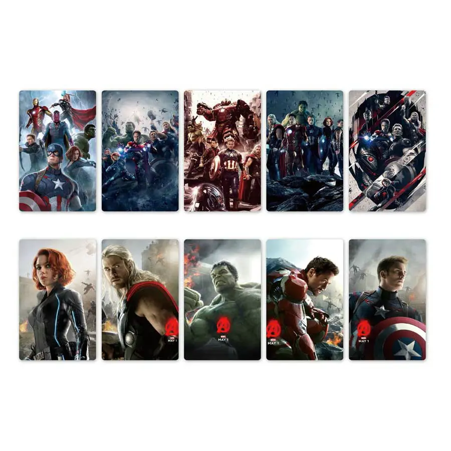 Style 02 10pcs The Avengers Anime Card Stickers DIY Waterproof Scrub Card Sticker Kids Sticker Toys Collection Gift - Цвет: Style 02