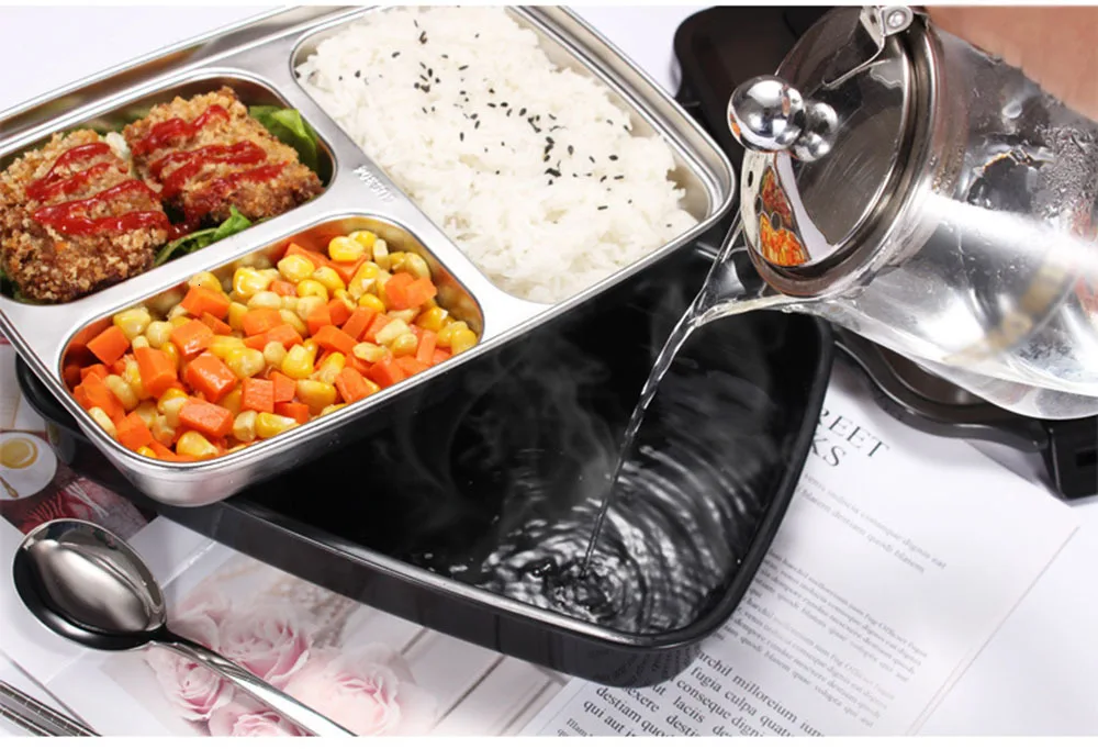 Bento коробки для взрослых детей из нержавеющей стали Термоизолированный Ланч-бокс 3 сетки контейнер для хранения продуктов Герметичный пищевой ящик