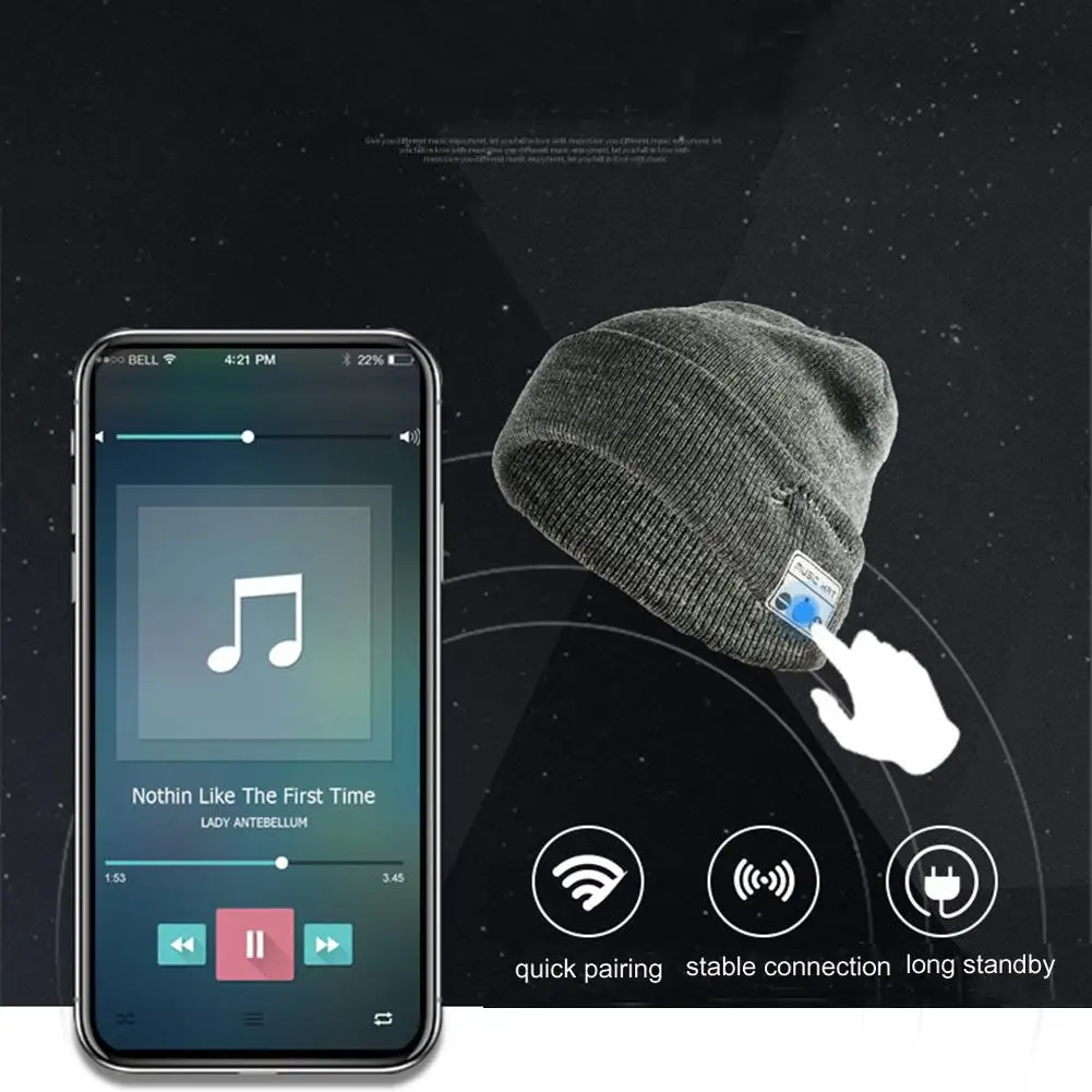 Warm Beanie Hat Bluetooth Earphone Music Hat Winter Wireless Headphone Cap Headset for Samsung S10 S9 S8 iPhone Motorola E G X Z