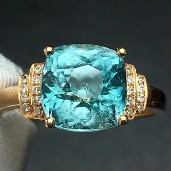 

Tourmaline Ring 3.8ct Fine Jewels Pure 18 K Gold Jewelry Natural Blue Gemstones Diamonds Female's Rings for Women Fine Rings
