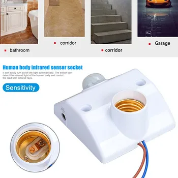 

High E27 Lamp Holder Infrared Motion PIR Sensor Automatic LED Light Lamp Holder Switch LG66