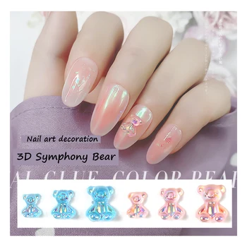 

6pcs Candy Silicone Jelly 3D Carved Three-dimensional Bear Finished Nail Decoration Fashion Gummy Bears Nail Jewelry Accessories