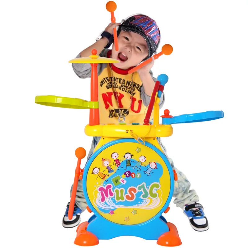 

Polaroid 1402 Drum Kit Jazz Drum Knock Percussion Instrument Music Drum Early Education with Microphone Music Toy