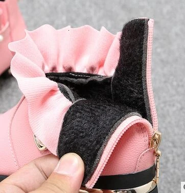 Зимние сапоги для девочек новые плюшевые теплые кожаные ботильоны для девочек-принцесс зимние детские сапоги с бусинами размеры 27-37