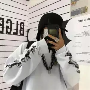 Новая японская версия, крутые футболки с принтом дракона Harajuku, черные футболки в стиле хип-хоп для мужчин и женщин, Весенние футболки с длинным рукавом в стиле пэчворк, свободная футболка - Цвет: 2