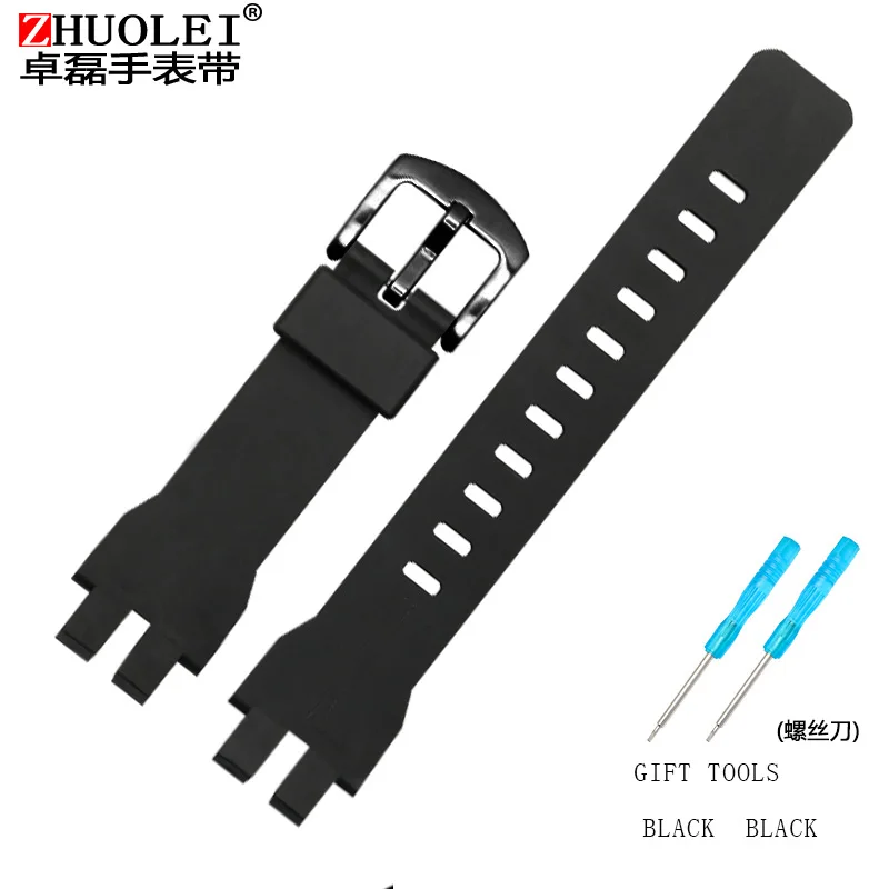 Black black Водонепроницаемый резиновый ремешок для Casio PRW-6000/PRW-6100/3000/3100 черный мужской ремешок - Цвет ремешка: Black black