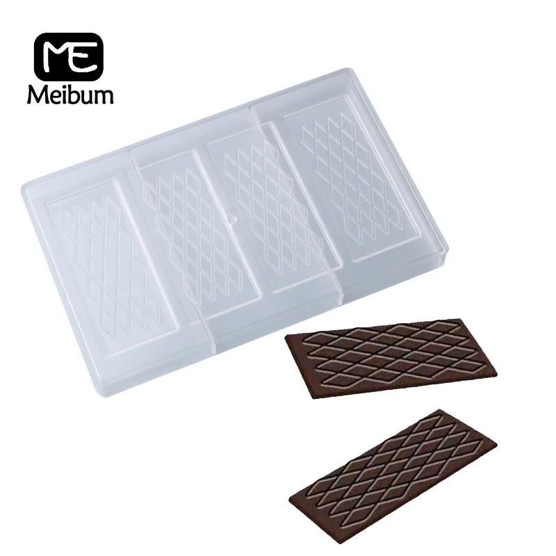 4 полости поликарбонат форма для шоколада Сделай Сам Rhombus полосатая Candy Mold