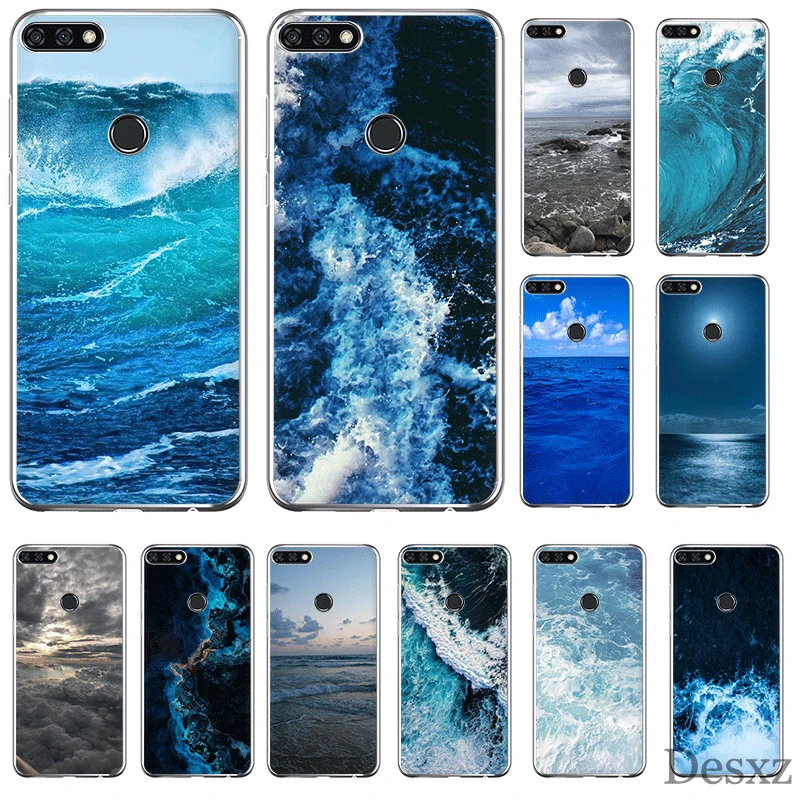 

Mobile Phone Case For Huawei Honor 7A 7C 7X 6A 8 8X 8C 9 9X View 20 Note 10 Lite Cover Blue Sea Colorful