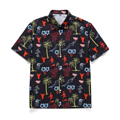TZ001001 Shirt Летний Пляжный мужской повседневный комплект одежды с принтом кокосовой пальмы, гавайская стильная рубашка+ эластичные шорты, тренировочный костюм из двух предметов - Цвет: TZ001001 Shirt