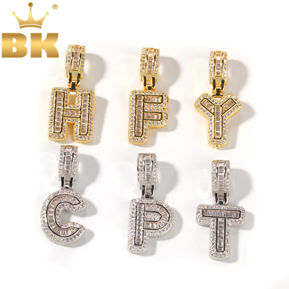 Small Baguette Letter Pendant Necklace 