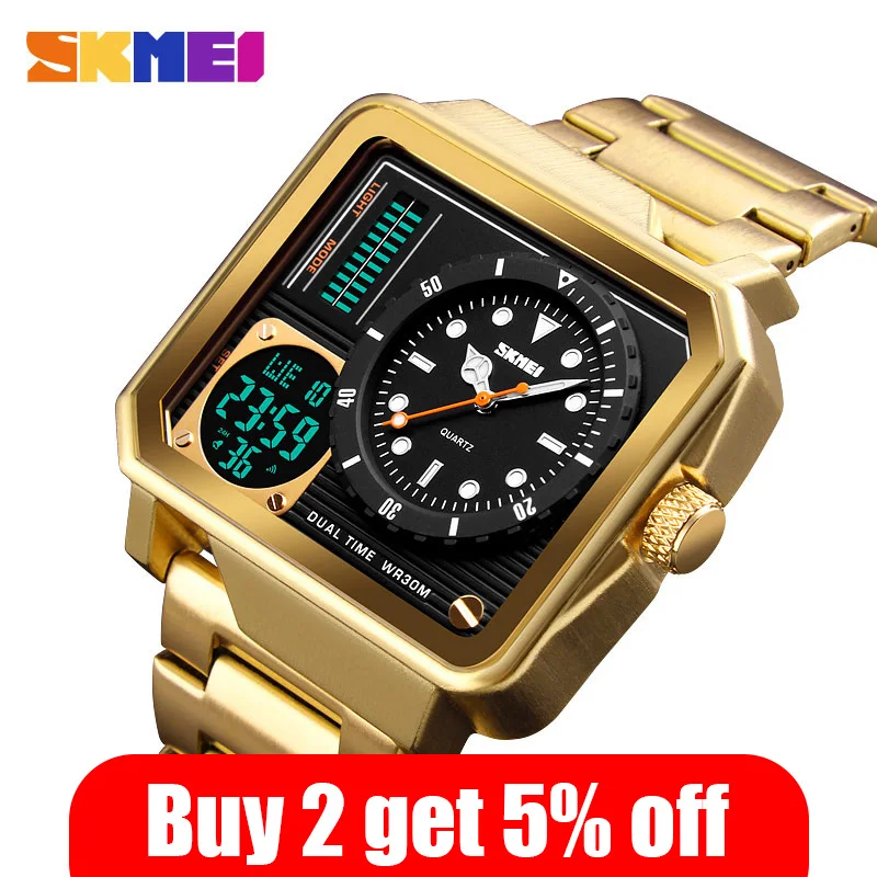 Skmei Digitale/Quartz Horloge Mannen Roestvrij Stalen Band Horloges Dubbele  Tijd Display Mannelijke Klok Horloges Relogio Masculino 1392|Sports  Watches| - AliExpress