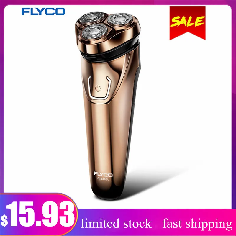 

FLYCO FS337 Electric Shaver Men 3D Floating Revolving Razor Washable Body Pop-Up Trimmer Wet Dry Use With Beard Trimmer