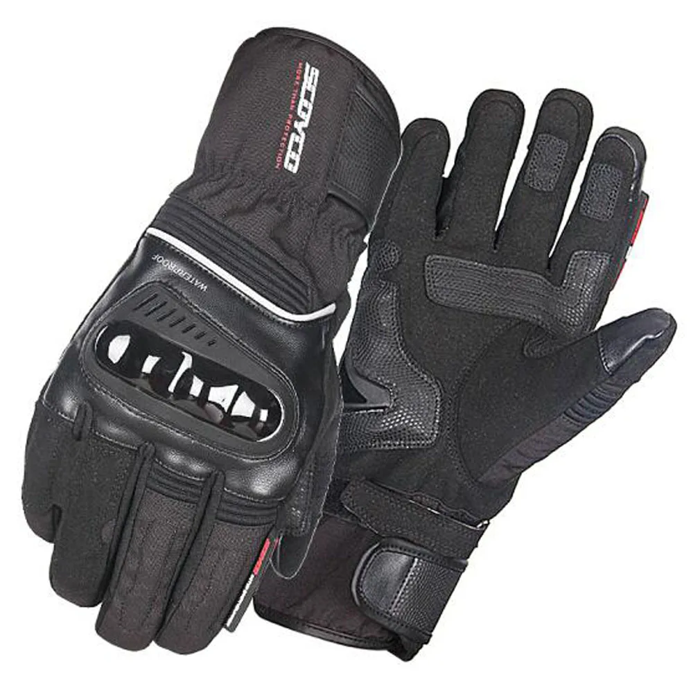 Новые SCOYCO зимние теплые ветрозащитные Мотоциклетные Перчатки Водонепроницаемые Мотоциклетные Перчатки из ткани Оксфорд с корпусом из ТПУ с сенсорным экраном