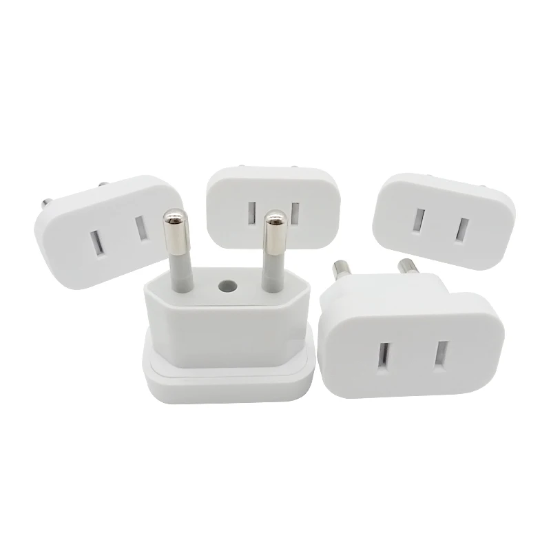 

5PCS White CN US Socket To EU Plug Adapter Wall Travel Charger Power Adapter Socket Plug with Safety Door 2.5A 250V