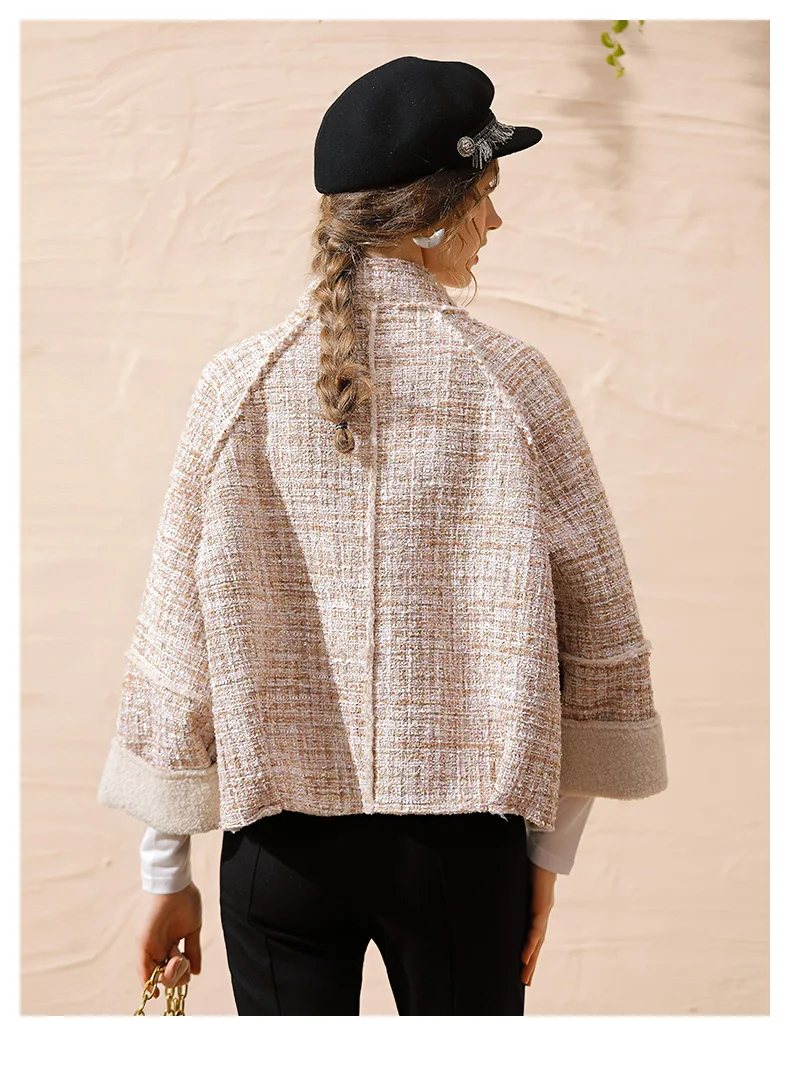 L~ 4XL 5XL уличная стильная плотная флисовая твидовая куртка, пальто с длинными рукавами «летучая мышь», Теплые Топы, зимняя одежда большого размера, A4143