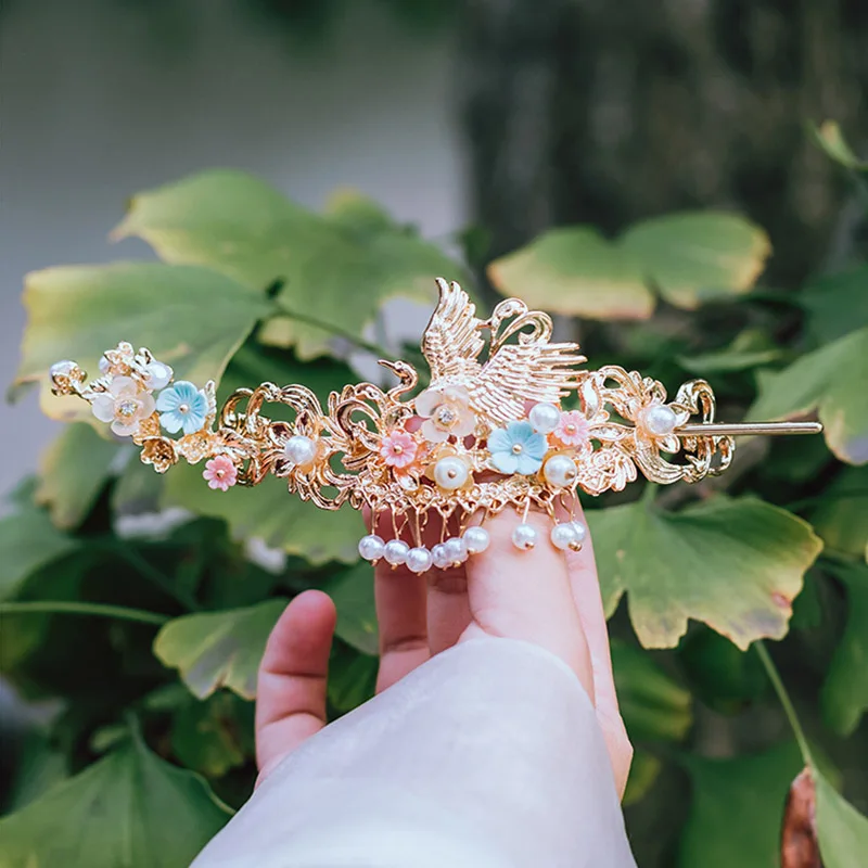QIANJI Chinês hairpin do vintage cabelo coroa para estúdio de fotografia bonito acessórios para o cabelo estilo clássico