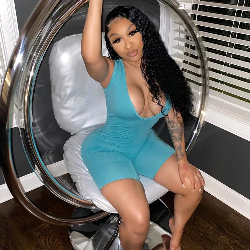 Комбинезон без рукавов летний женский короткий комбинезон для тренировок