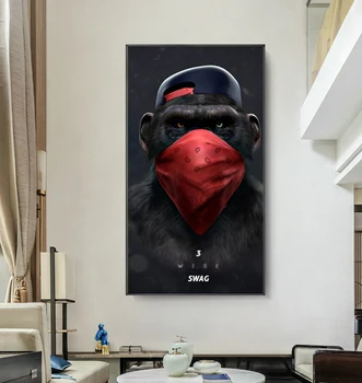 

Dropshipping Canvas Prints Cool 3 Orangutans Motivational Poster Modern Home Decor Wall Art Painting Custom Canvas Art