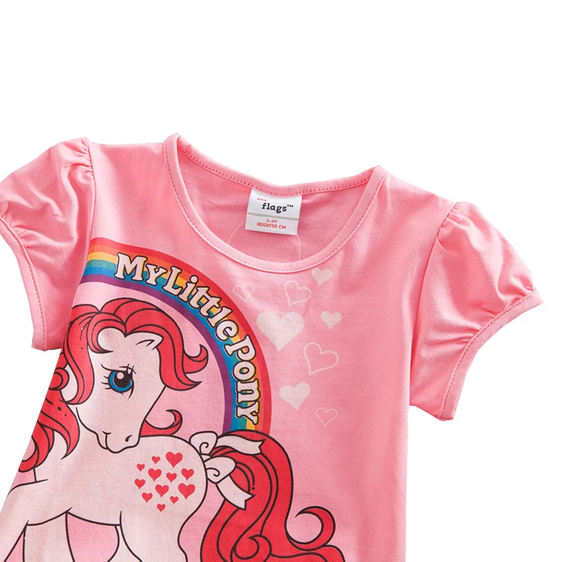 Новые платья для девочек «My Little Pony» из хлопка с принтом короткий рукав платье Wave Point летняя детская одежда для маленьких девочек;