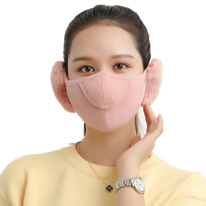 Pink 1 шт., новинка, зимняя теплая маска для рта для мужчин и женщин, для езды на открытом воздухе, защитная дышащая маска для лица, ткань, респиратор - Цвет: Pink