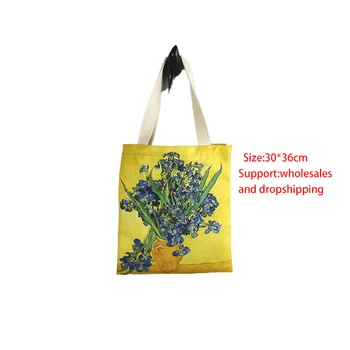 

New Van Gogh Oil Painting Canvas Tote Bag Retro Art Fashion Travel Bag Women Leisure Eco Shopping High Quality Foldable Handbag