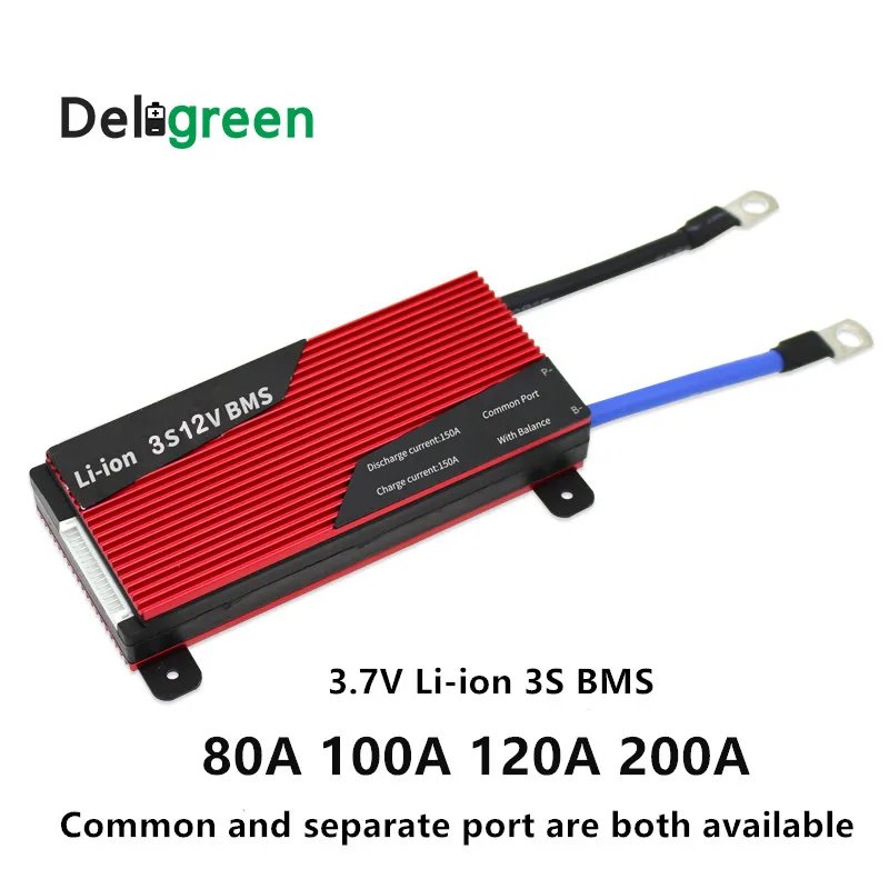 Deligreen bms 3 S 12 В 80A 100A 120A 200A литиевый аккумулятор bms/PCB для литий-ионный lipo батарея с балансом