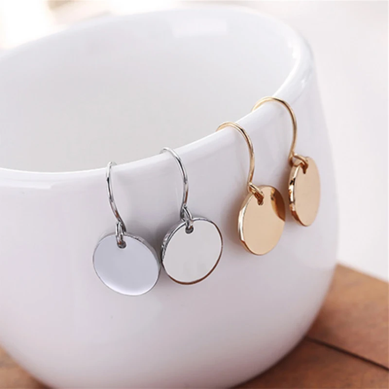 Простой маленький вафельный кулон серьги кольца для женщин Мода ярко серебряный