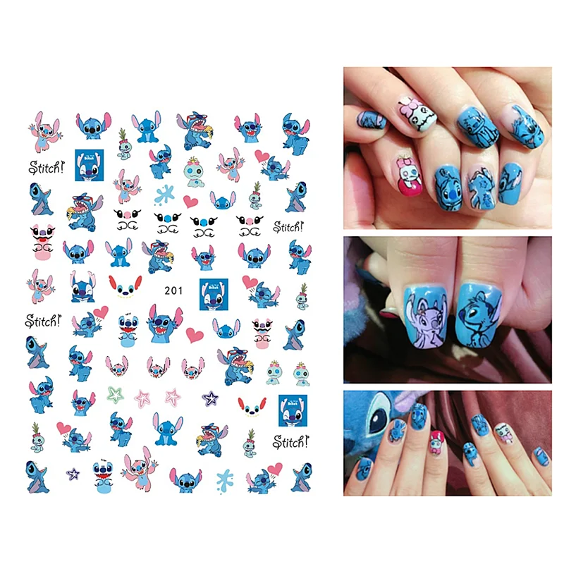 1個ステッチミッキーミニーマウスの漫画ネイルステッカーディズニープリンセスネイルアートスライダードナルドダックネイルアートデカールhc136 Stickers Decals Aliexpress