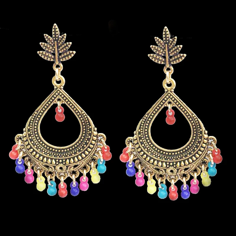 

2019zlx European and American Korean hot sales earrings alloy colored beads female ear pendant personality drop jewelry