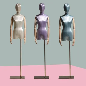 

4style color window silk female mannequin body stand dress wood hand Mannequin,flexible women,adjustable rack,doll 1PC D316