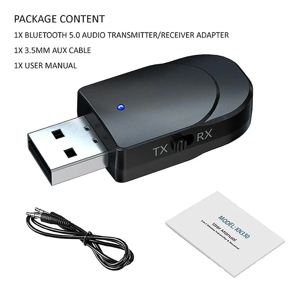 Аудио Bluetooth 5,0 передатчик приемник 2 в 1 USB семейный автомобильный стерео звук адаптер ПК ТВ гарнитура портативный