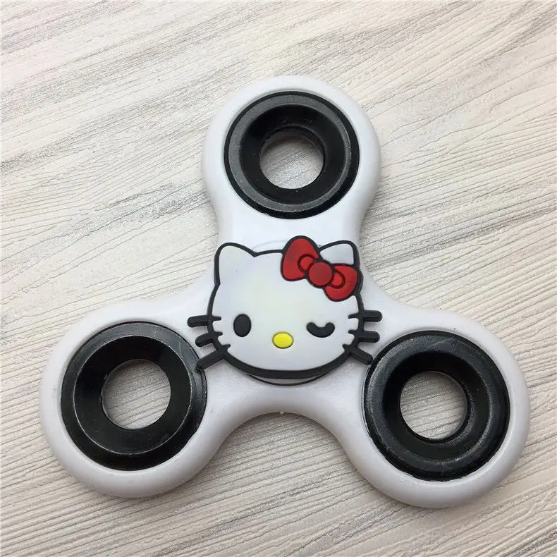 20pcs plastic Cartoon Poke Super Heroes Movie Kitty Pig EDC Figure Fidget figuretips Hand Spinner tops Anti Stress toys