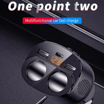 

Car Charger 2 Way Car Cigar Lighter Socket Splitter Dual USB + Type-C 12V Power Adapter 5 In 1 Fast charging QC3.0 Charger