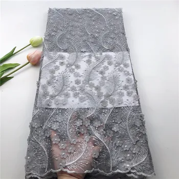 

Gray Sequins Lace Fabric 2019 High Quality African Evening Dress Fabrics New Nigeria Sequined Embroidered Mesh Net Lace Fabric