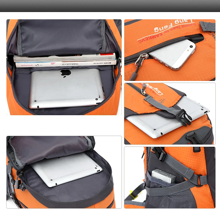 Waterproof Casual Backpacks Unisex Black Travel Backpacks 35L