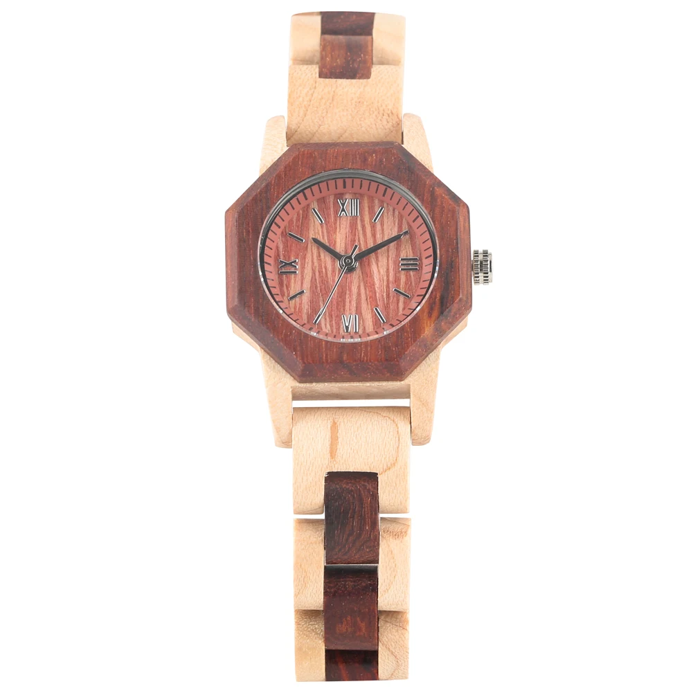 Кварцевые деревянные часы для женщин деревянный ремешок с раскладной застежкой наручные часы для женщин римские цифры Циферблат для девочек