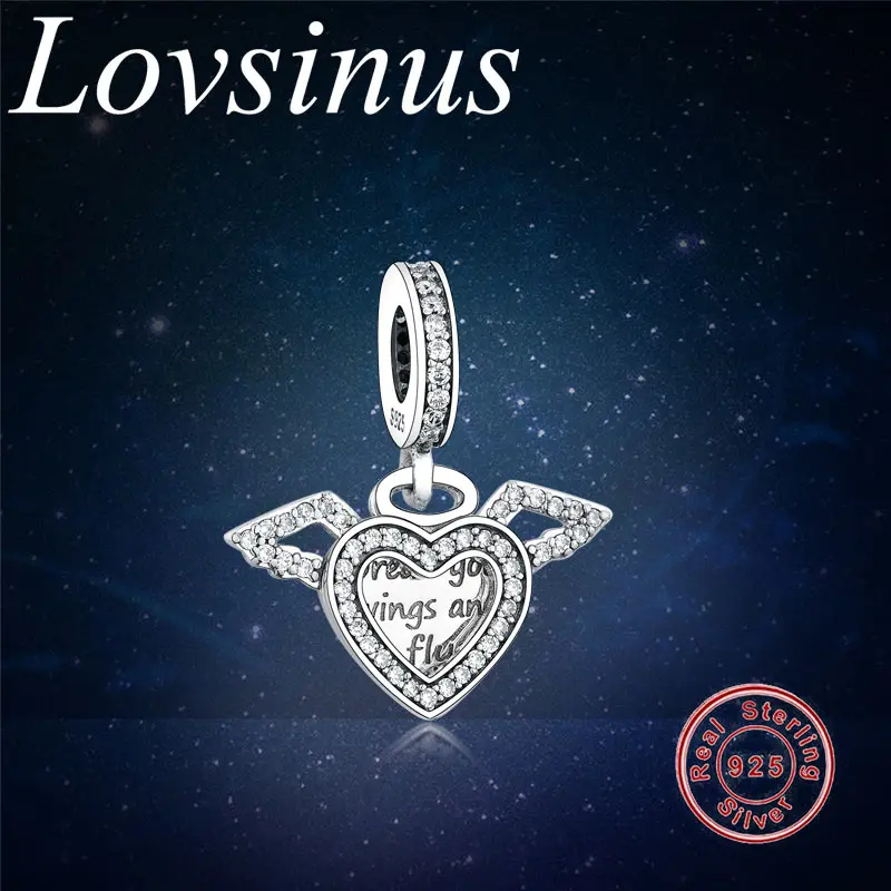 

2020 New Heart and Angel Wing Solid Silver Charm Fit Original Pandora Charm Bracelet 925 Sterling Silver Bead Jewelry berloque