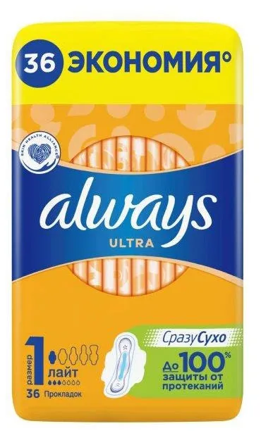 Прокладки гигиенические, размер 1 «Ультра Лайт» Always, 36 шт